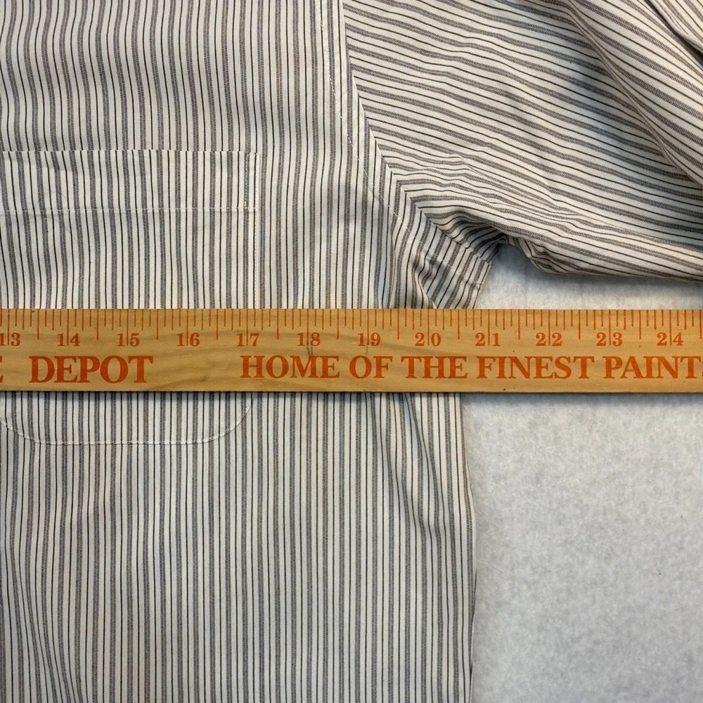 Brooks Brothers Dress Shirt Men 16/-33 Slim Fit Gray Stripes Cotton Non-Iron EUC